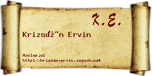 Krizsán Ervin névjegykártya