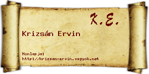 Krizsán Ervin névjegykártya