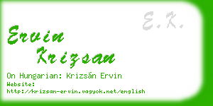 ervin krizsan business card